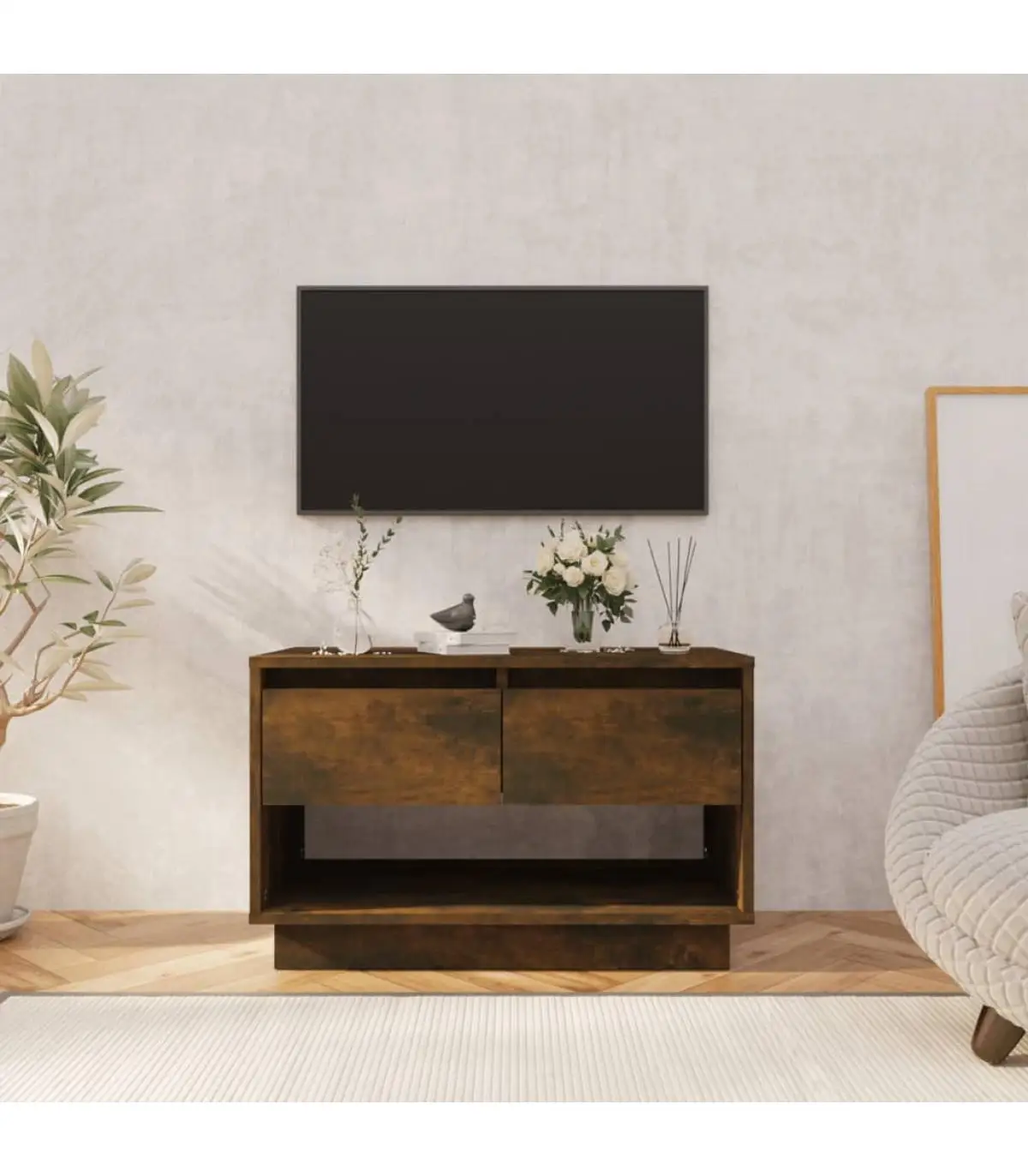 Furniture TV furniture fumed Brown agglomerate 70x41x44 cm