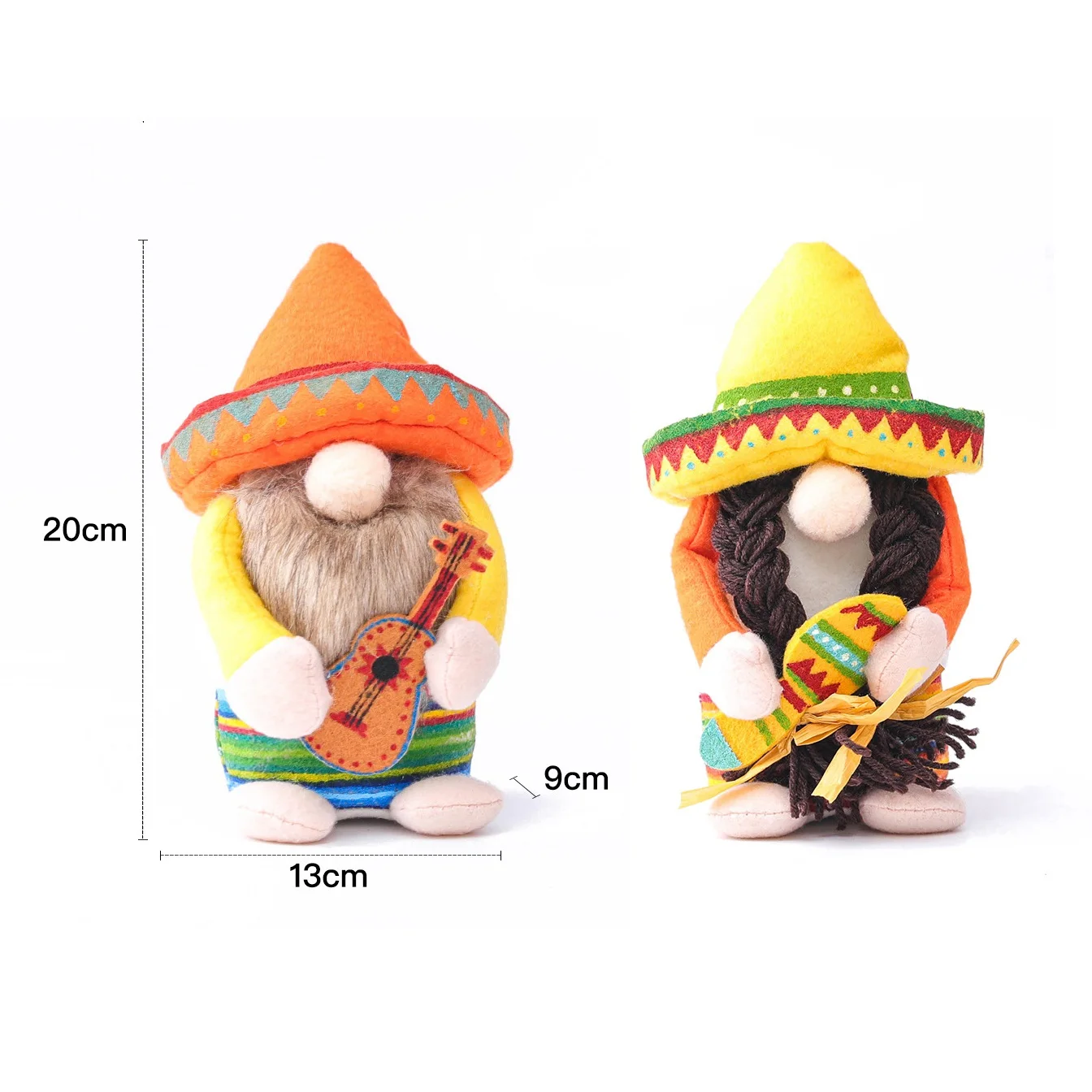 Fiesta Gnome Couple Tomte for Mexican Taco Tuesday Dwarf Gift Nisse Kitchen Tiered Tray Decoration