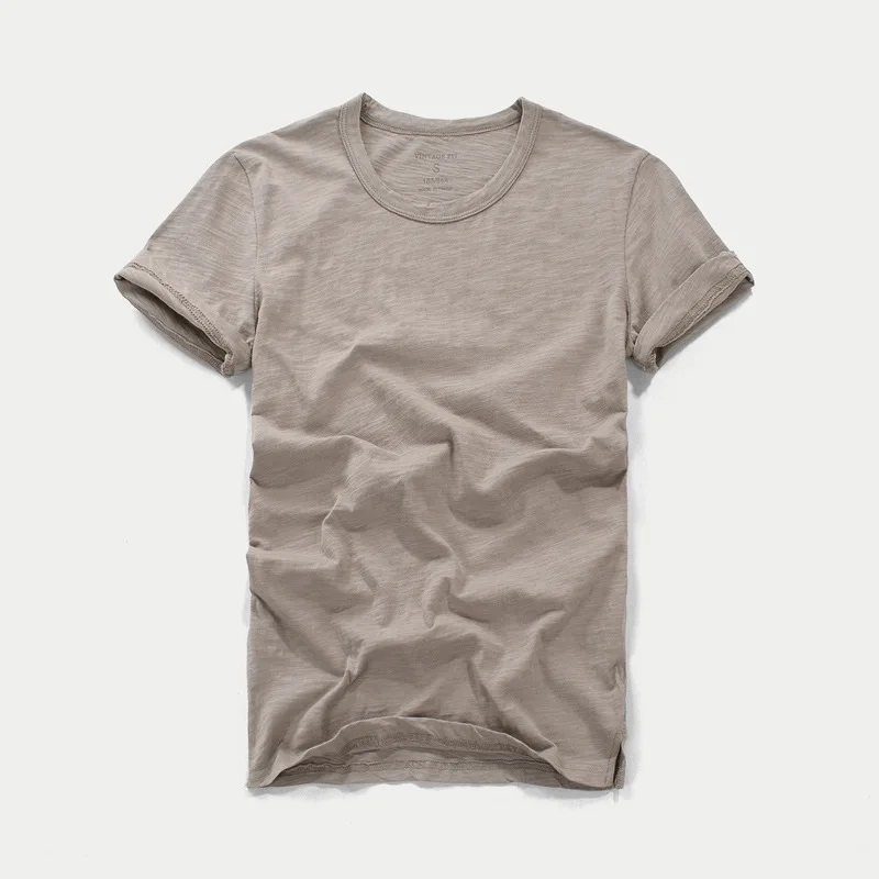Men's Slim Fit round Neck T-Shirt Short Sleeve Clean Fit Style Non-fading PU Leather Fabric Citywalk Suitable Nine Points Sleeve