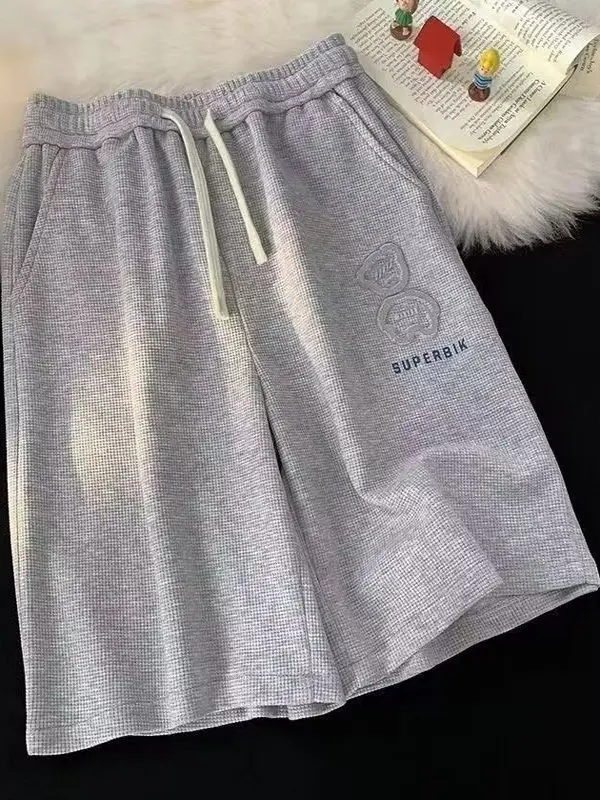 

Loose Fit Men's Summer Casual orts Running Fitn Spor Breathable Five-Quarter Length Straight Leg Elastic Waisand