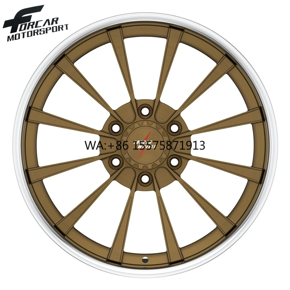 

New Two-Piece Design Bronze Center Piece and Polished Barrel 16-24 Inch Motorsport Aluminum T6061 Wheels Rims