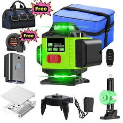 Free Tool Bag 4D 16 Lines Laser Level Professional Laser Leveling Green Line Multifunction and Remote Control Construction Tools