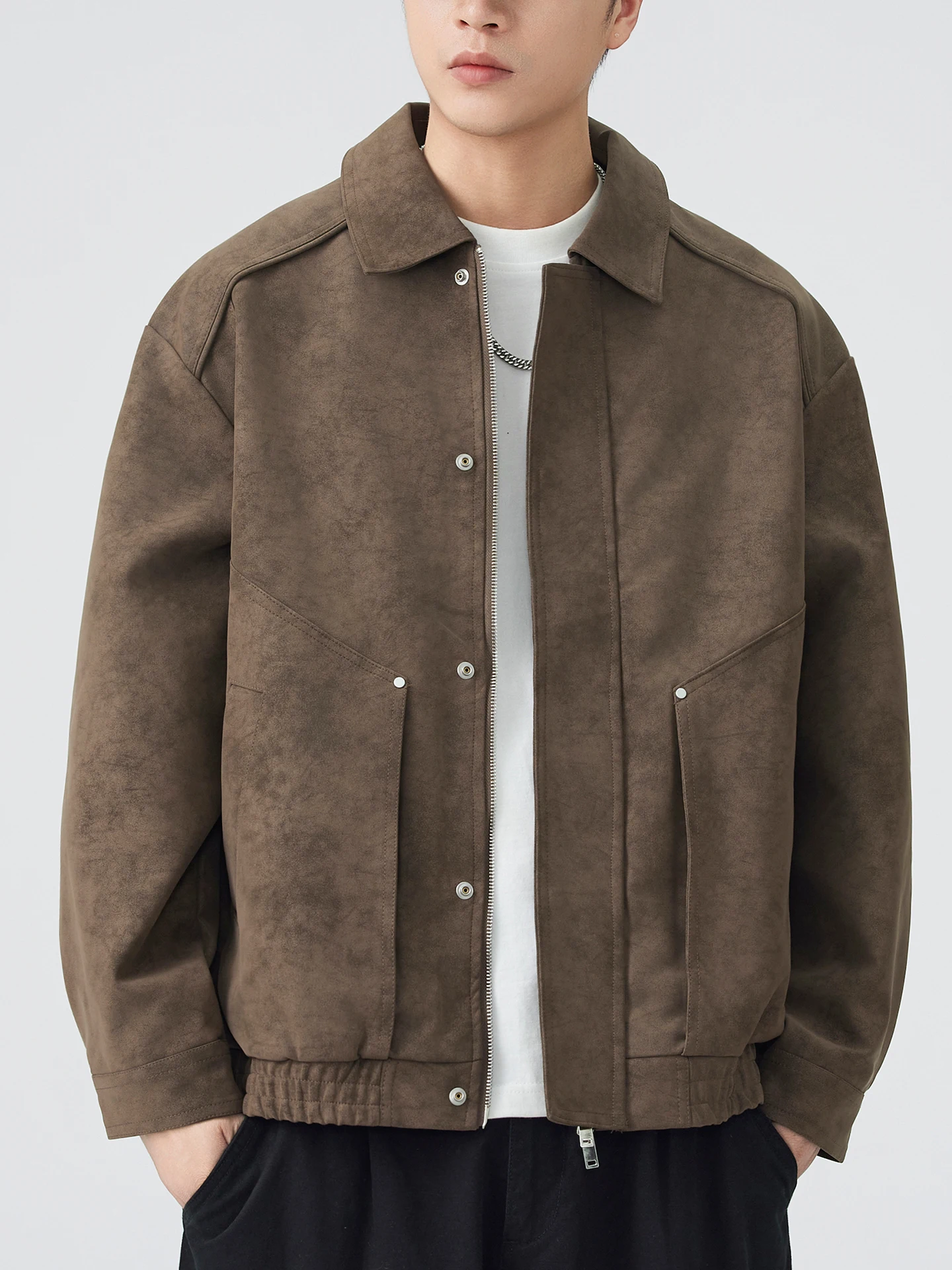 COKO الرجال خمر Sle فضفاضة تناسب ملابس العمل Jaet مع طوق بولي Leather الجلود السائق معطف دافئ الخريف الشتاء Faion ملابس خارجية #2