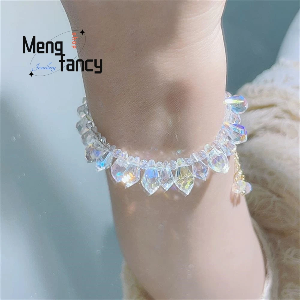 

New Super Flash Crystal Bracelet Four-color Optional Ins Wind Niche Can Pull The Handle Adornment Fashion Jewelry Holiday Gifts