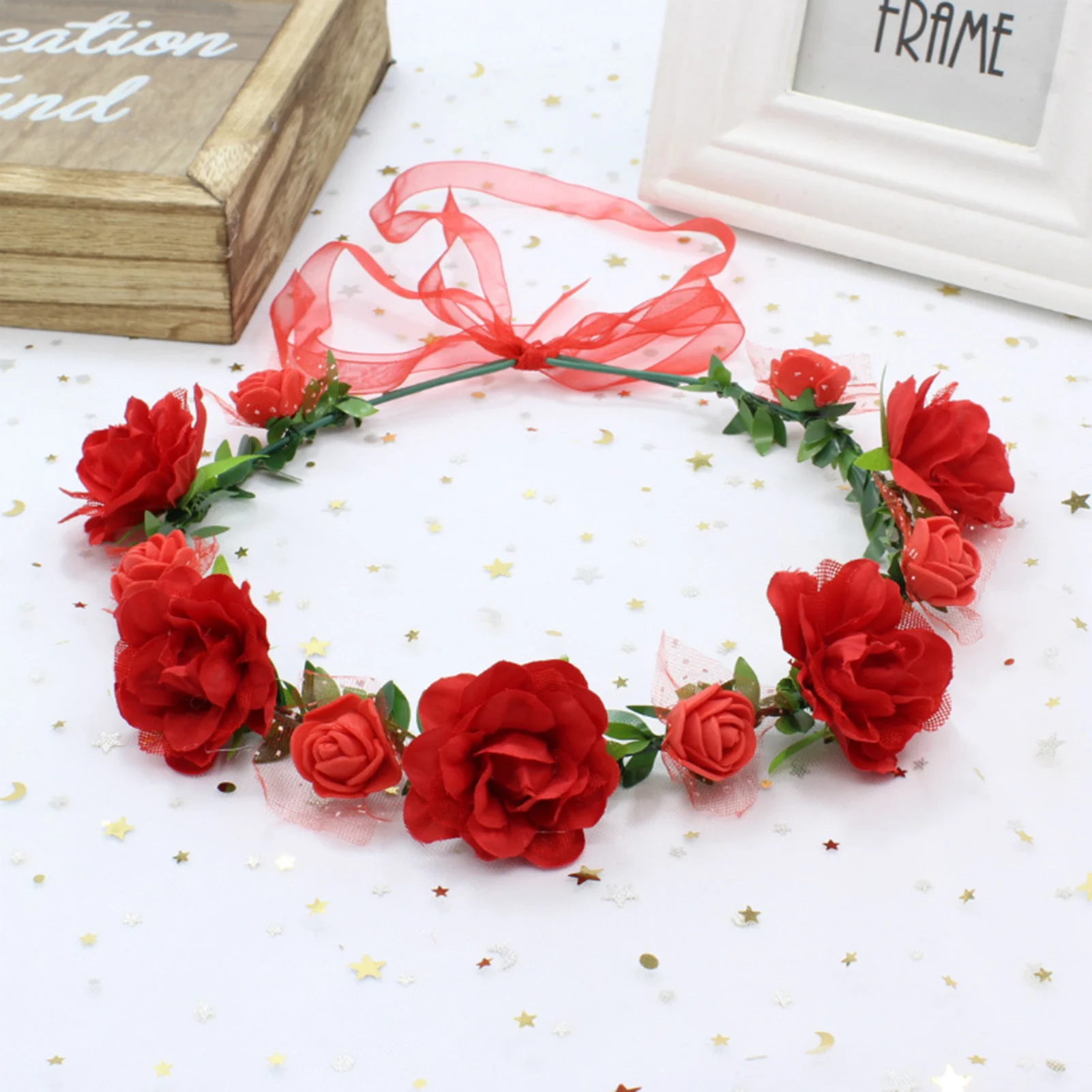 

Wedding Floral Garland Headband Bride Flower Crown Bohemian Wedding Wreaths Braided Hair Vine Headpiece Hair Ornament Headdress