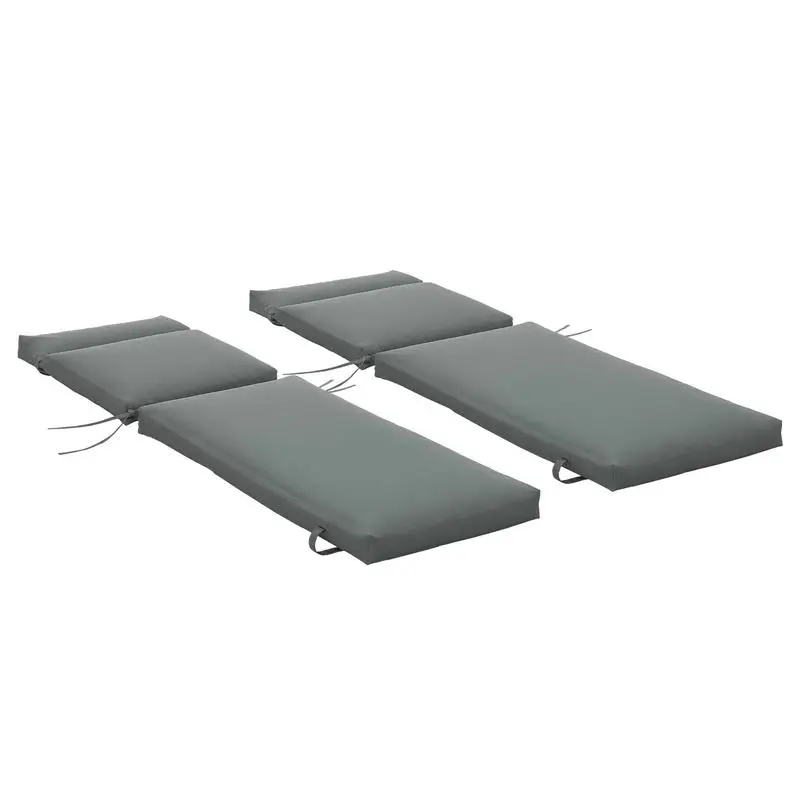 Lot de 2 matelas pour chaise longue transat bain de soleil avec sangles de fixation pour jardin MATLAS UNIQUEMENT dim. 196L x 55L cm Gris foncé