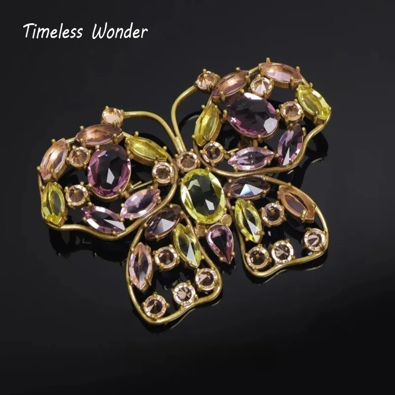 Timeless Wonder Fancy Crystal Butterfly Brooch Pins for Women Designer Jewelry Runway Top Luxury Cute Rare Sweet 6523