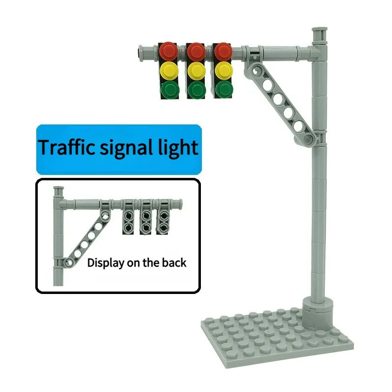 Städtische Verkehrsschilder, Geschwindigkeitswarnungen, Montageteile, MOC-Straßenbeleuchtung, Ampeln, Bausteine, Lernspielzeug – Detail 2