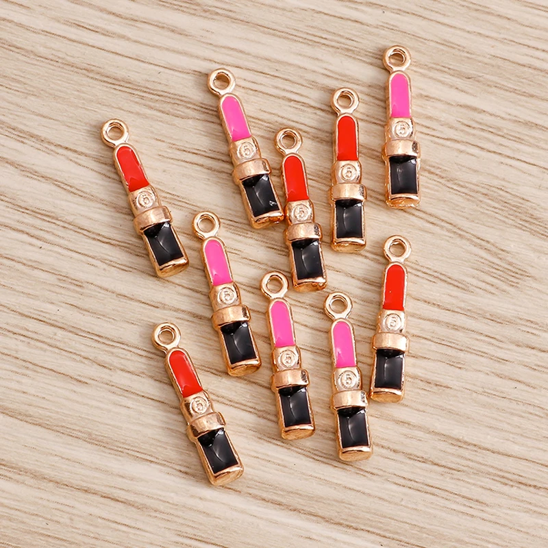 Tusember 10 Stück niedliche Emaille-Kristall-Lippenanhänger in Rot für die Schmuckherstellung, Halsketten, handgefertigte Ohrringe, Armbänder, Anhänger, DIY-Bastelarbeiten – Detail 4