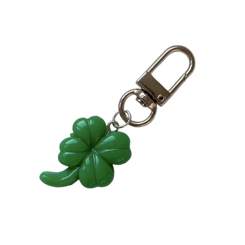 F42F Fashion Green Four Leaf Grass Hangings Pendant Phone Charm Lanyard Pocket Keychain Strap Bag Decoration Wallet Pendants