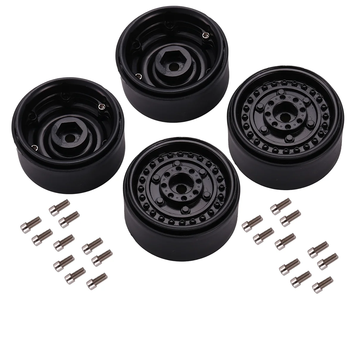 4 Stuks Metalen 1.9Inch Beadlock Velg Hub Voor 1/10 Rc Crawler Auto Axiale Scx10 90046 Traxxas Trx4 Tf2 Rc4Wd D90, Zwart