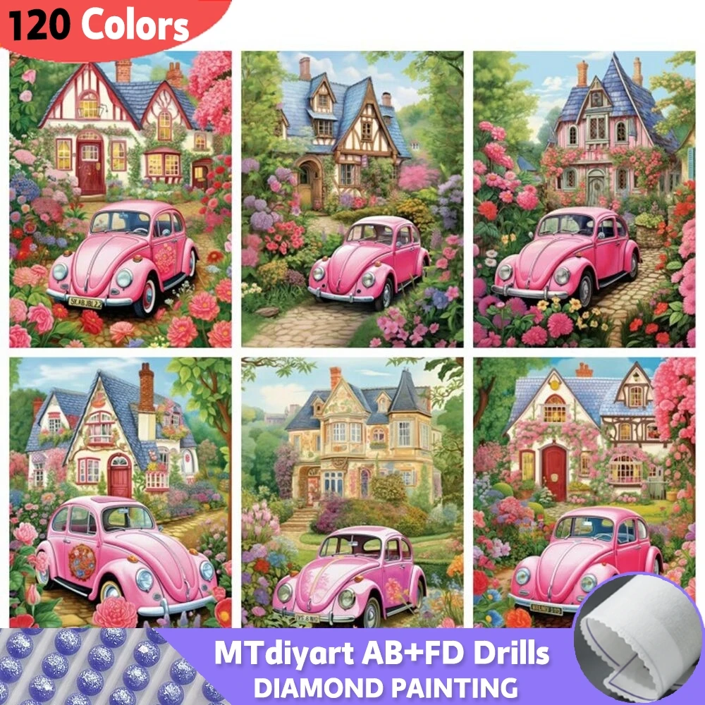 120 Colors Car AB Fairy Dust Full Square Round Diamond Painting Kit House Home Decor Embroidery Mosaic Flower Garden Wall Art