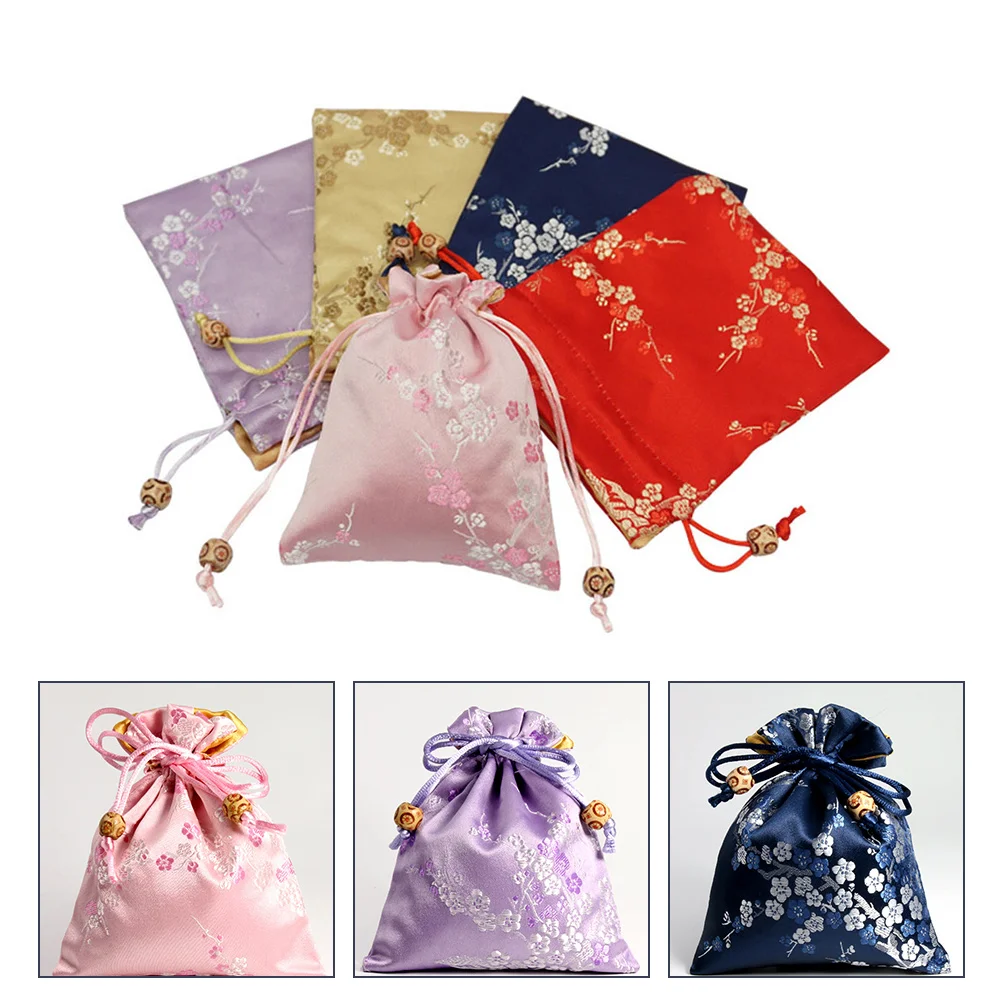 

5 Pcs Jewelry Bag Party Favor Bags Plum Pouch Storage Brocade Pouches Coin Gift Tips