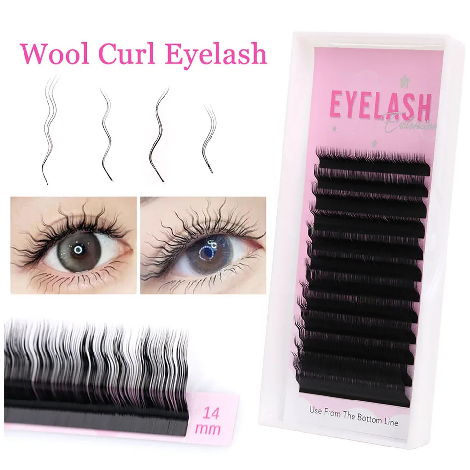 

New Wool Curl Eyelashes Extensions Individual Handmade Lashes Fans Wool Roll Curly False Eyelash Fluffy Soft Eyelash Extensions