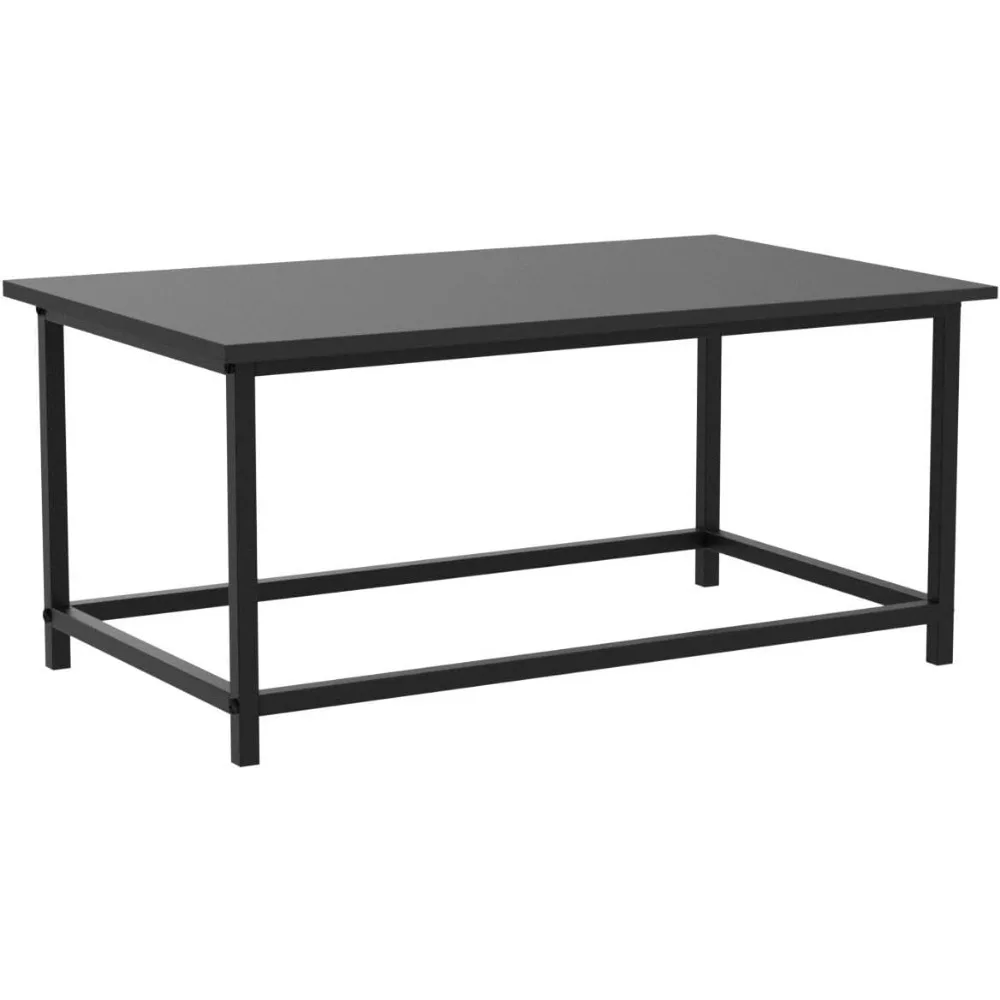 Black Coffee Table Simple Modern Rectangular Center Table Open Space Minimalist, Café Tables