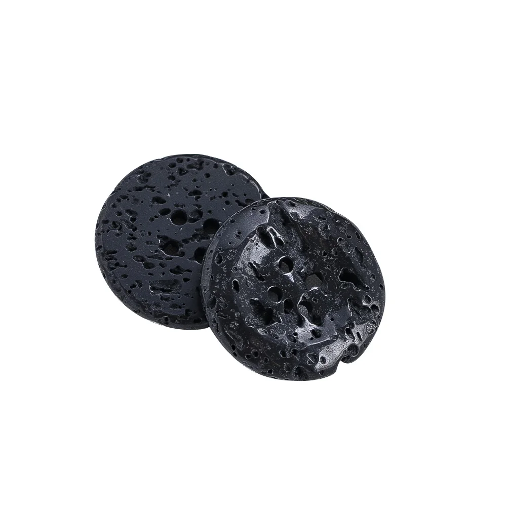 1PC 22mm Volcanic Stone Buttons Black 4-hole Flat Back Buttons Sewing Craft Scrapbooking Decoration Shirt Clothing Accessories