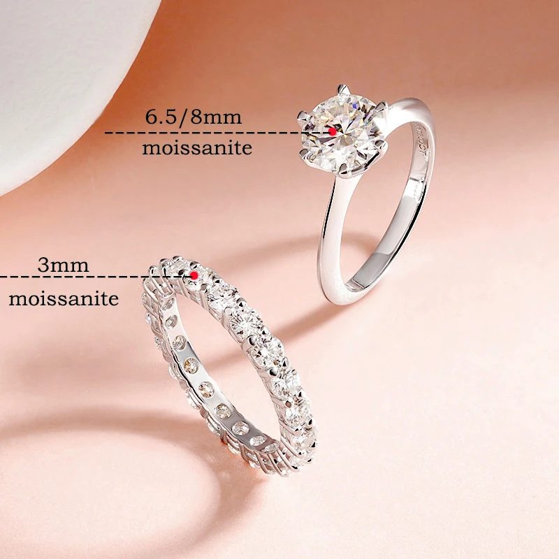 Syoue 3.1-4.1CTTW warna D cincin Proposal Moissanite untuk wanita berkilau mewah 100% 925 perak murni perhiasan pesta grosir