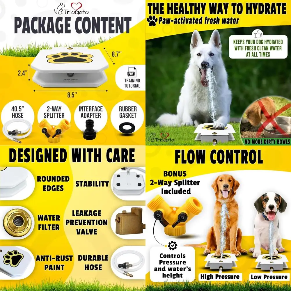 

Фонтан для воды для собак на открытом воздухе, активированный разбрызгивателем лап для собак, диспенсер для питьевых домашних животных, обеспечивает пресной воде, прочный, легкий