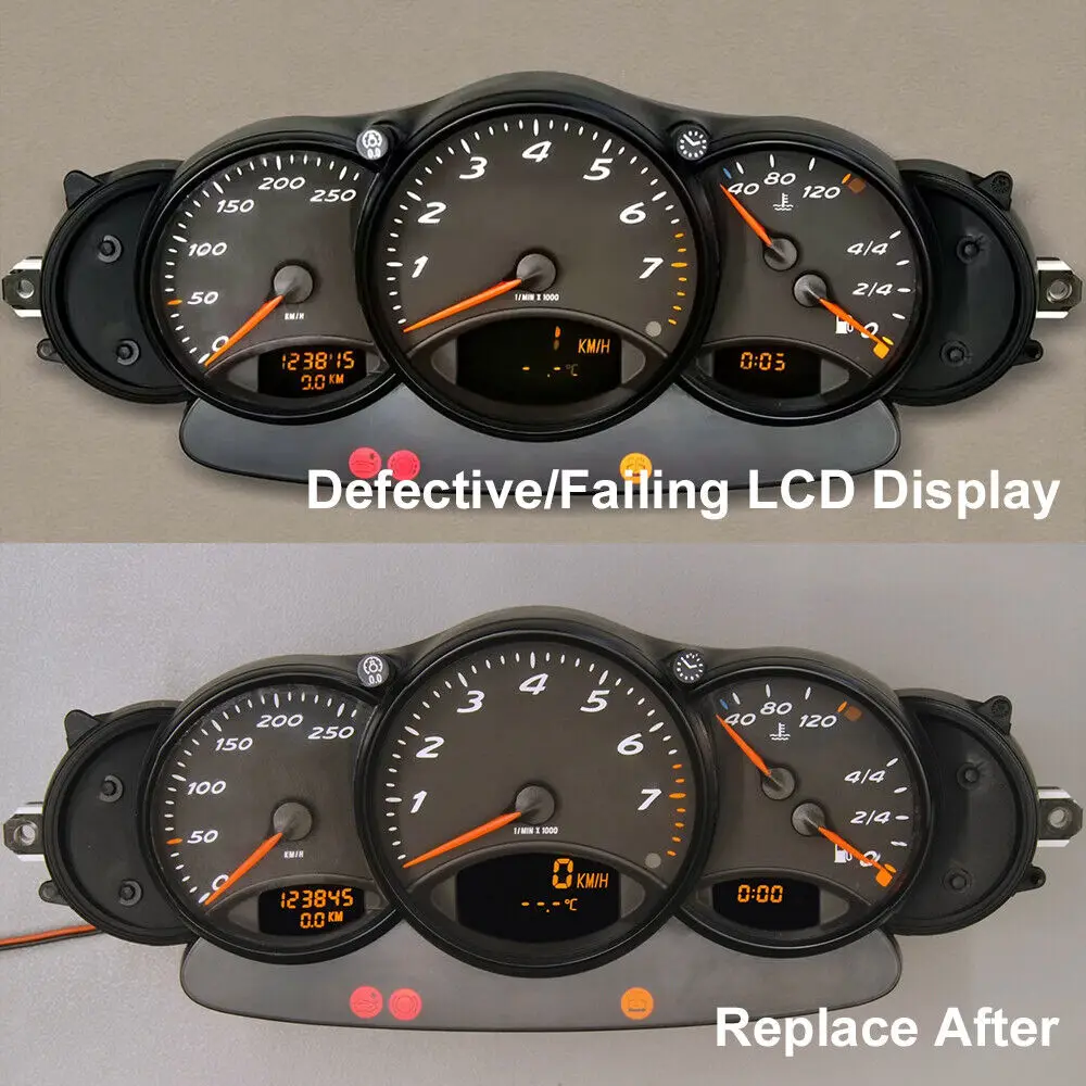 Dashboard LCD A Set Display for Porsche 911 996 and 986 Boxster Instrument Cluster KM Version