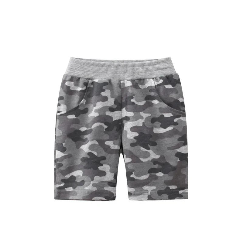 2025 Summer Shorts Gray Camouflage Boys Pants Children's Casual Stretch Waist Beach Short Cotton Kids Panties Dropship