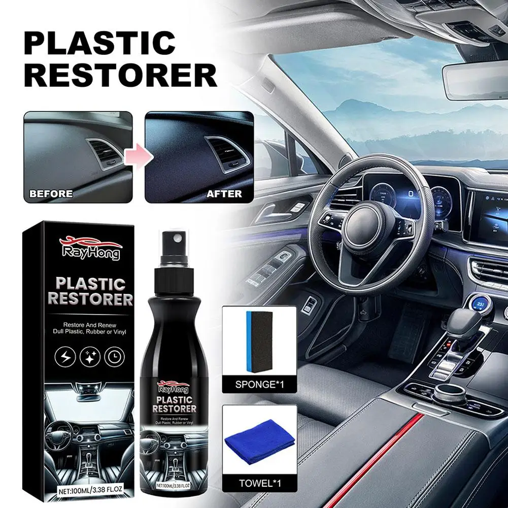 

Plastic Rubber Leather Restorer Refresh Restoration Auto Polishing Shine Maintenance Supplies Cleaning Car Agent Brighten Q4A0