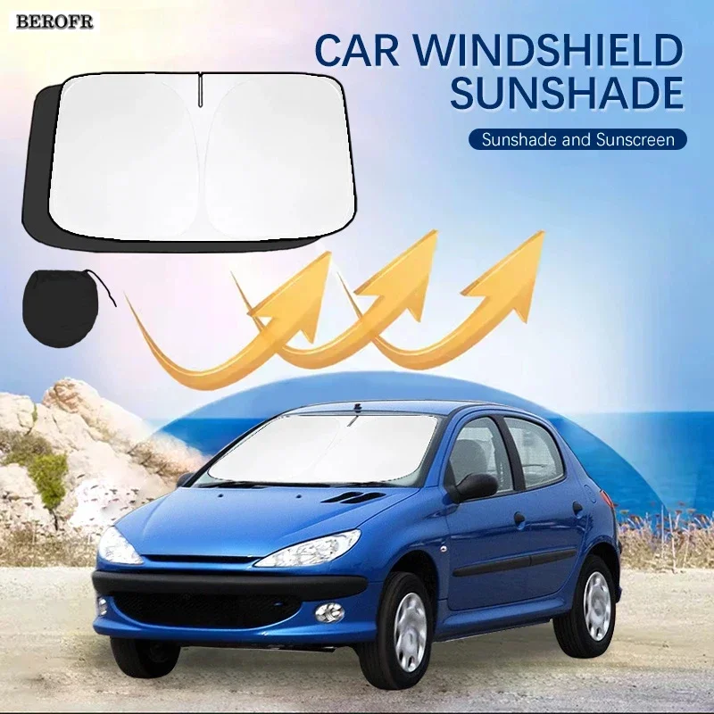 Car Windshield Sun Shade Covers Front Window Sunscreen UV Parasol For Peugeot 206 Summer Car Accessories