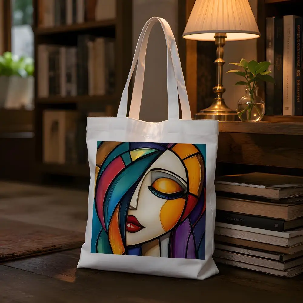 Square Bright Color Flower Girl Neat Stitching College Campus Shopper Multi Occasion Carryall Storage Bags
