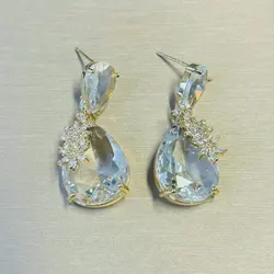 Bilincolor Cute Small Clear Cubic Zirconia Earring for Women