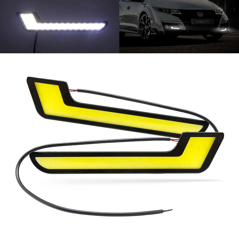 

YSY 2Pcs Super Bright L-Shape COB DRL LED Daytime Running Light for Car Offroad SUV Auto LED External Driving Fog Lamp Car Light