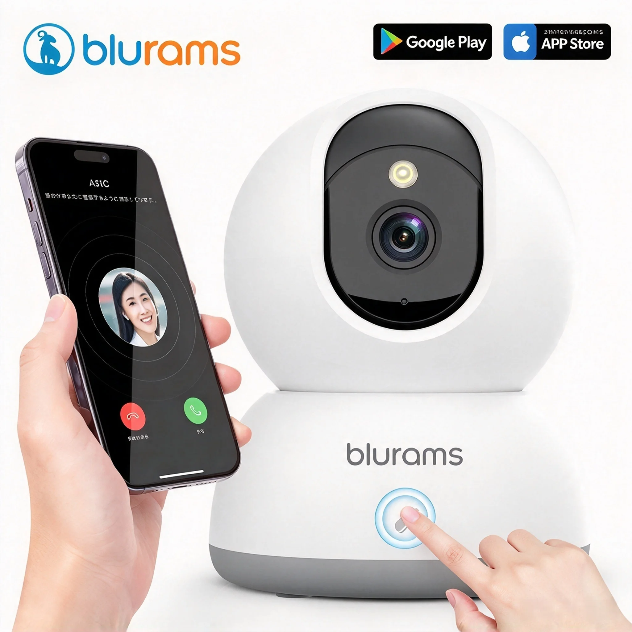 Blurams 4MP Indoor Security Camera, One-Click Call, 2.4G WiFi, AI Detection, Two-Way Audio, Home Cam for Baby Dog Elder