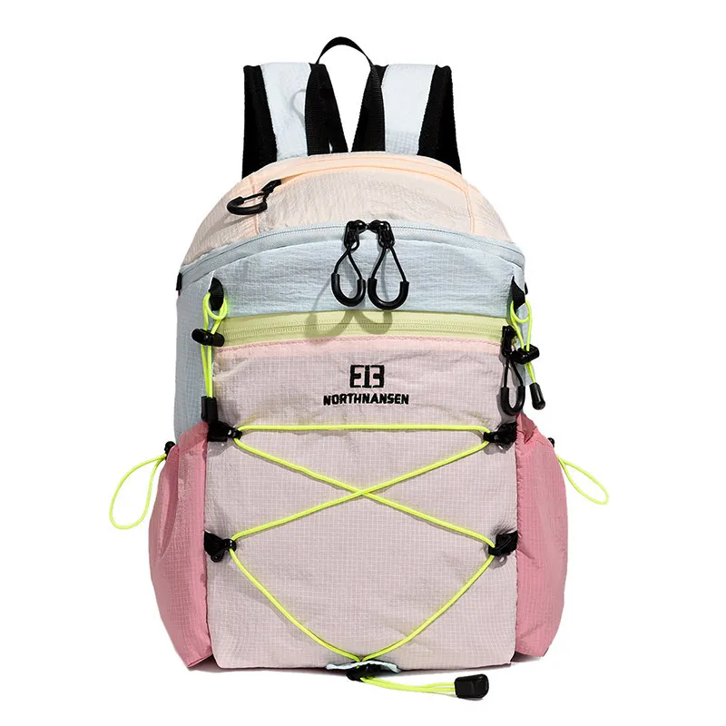 Small, lightweight, dopamine-inspired color-blocked outdoor functional backpack, suitable for both men and women, for casual out