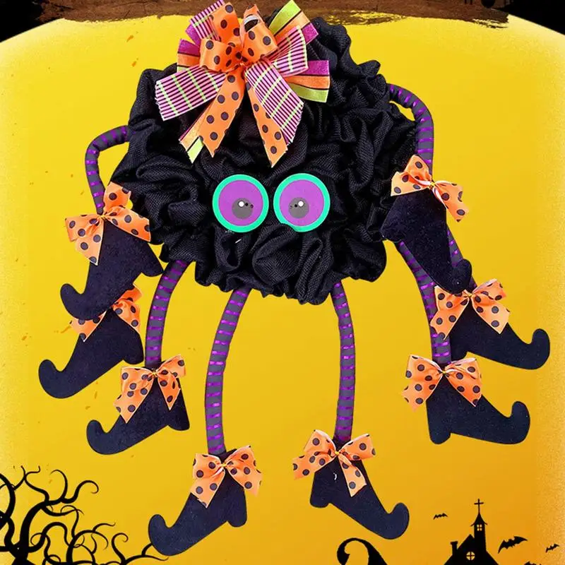 Halloween Wreath Door Decorations Horror Witch Wreath With Legs Spider Witch Wreath Spooky Halloween Party Supplies Wall Outdoor