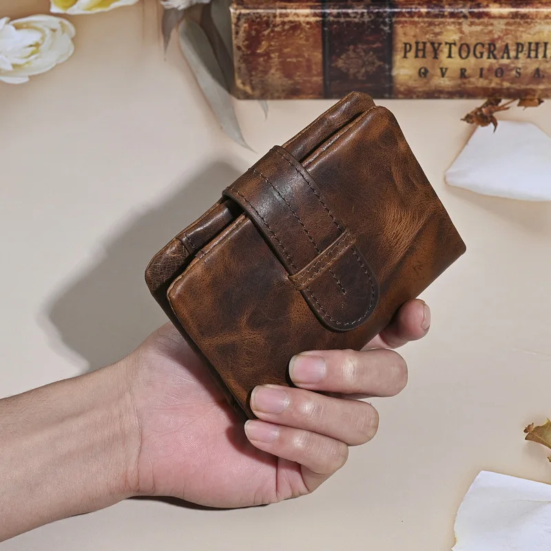 LD-Retro leather wallet,long top layer cowhide wallet,casual and versatile,crazy horse leather multifunctional coin purse