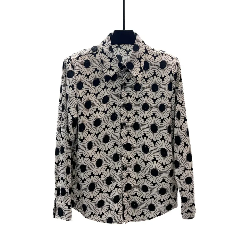 HKSH Spring Summer New Men Tide Shoulder-Padded Printed Shirt Stylish Trendy High-end Loose Fit Gold-Embossed Shirts Top HK24356