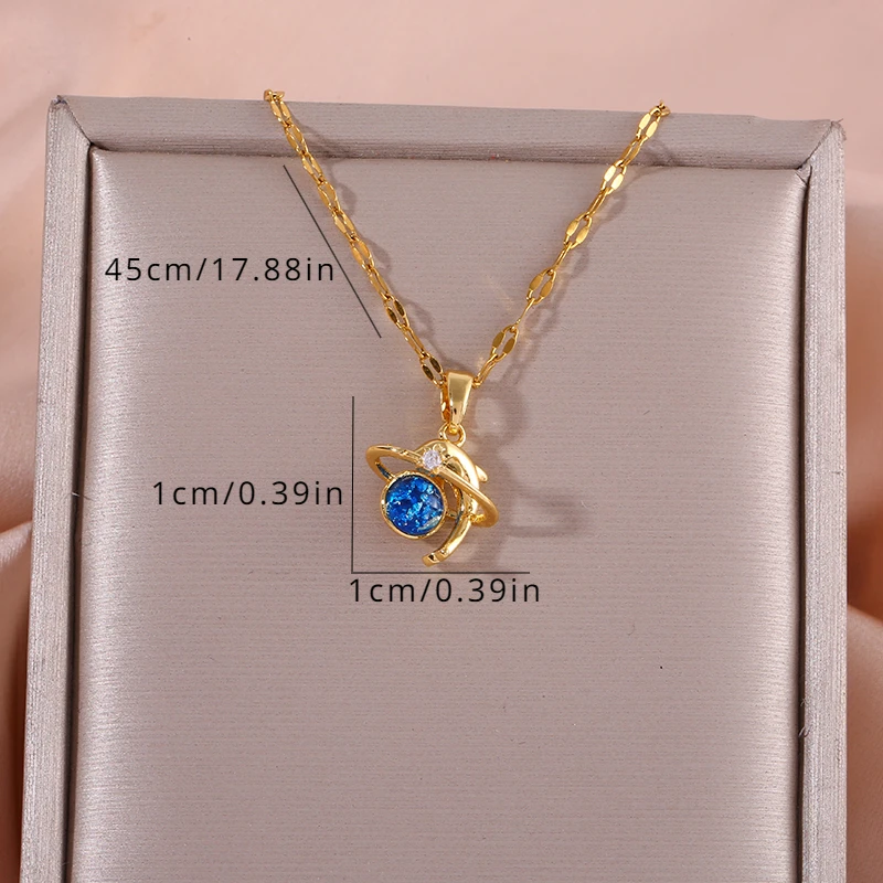 Y2K Dolphin Planet Fashion Pendant Necklace Gives Women A Sense of Light Luxury and Niche Design