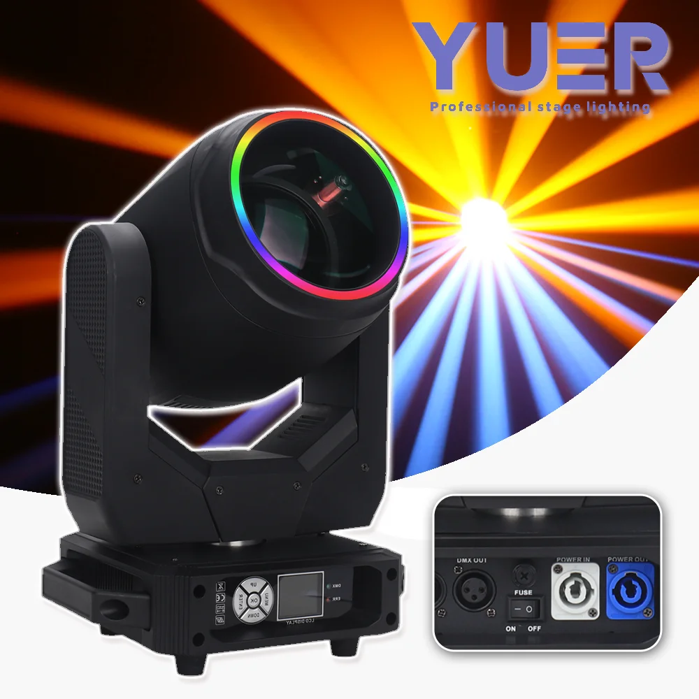 200W LED Stage moving head light with ring Rainbow Atomization effect 24 prism 17gobos 13 colors for DJ Disco club party show