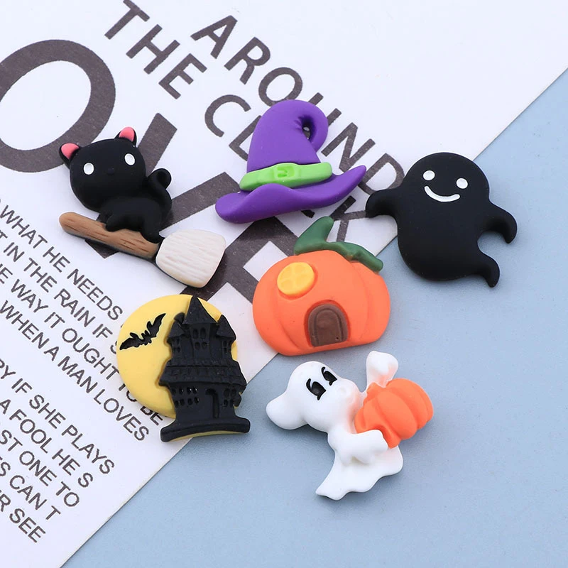 10pcs Cartoon Ghost Pumpkin Collection Flat Back Resin Halloween Party Decor DIY Scrapbooking Craft Decoration Accessories