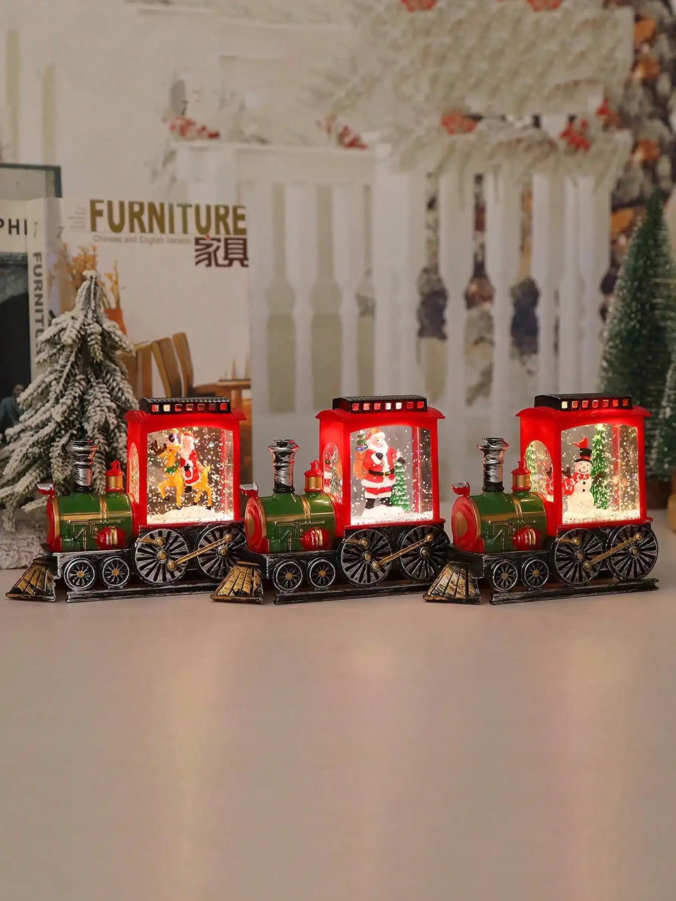 1 x Weihnachtszug, dekoratives Licht – Tischdekoration mit LED-Kerzeffekt für Weihnachts-, Zuhause- und Partysambiente