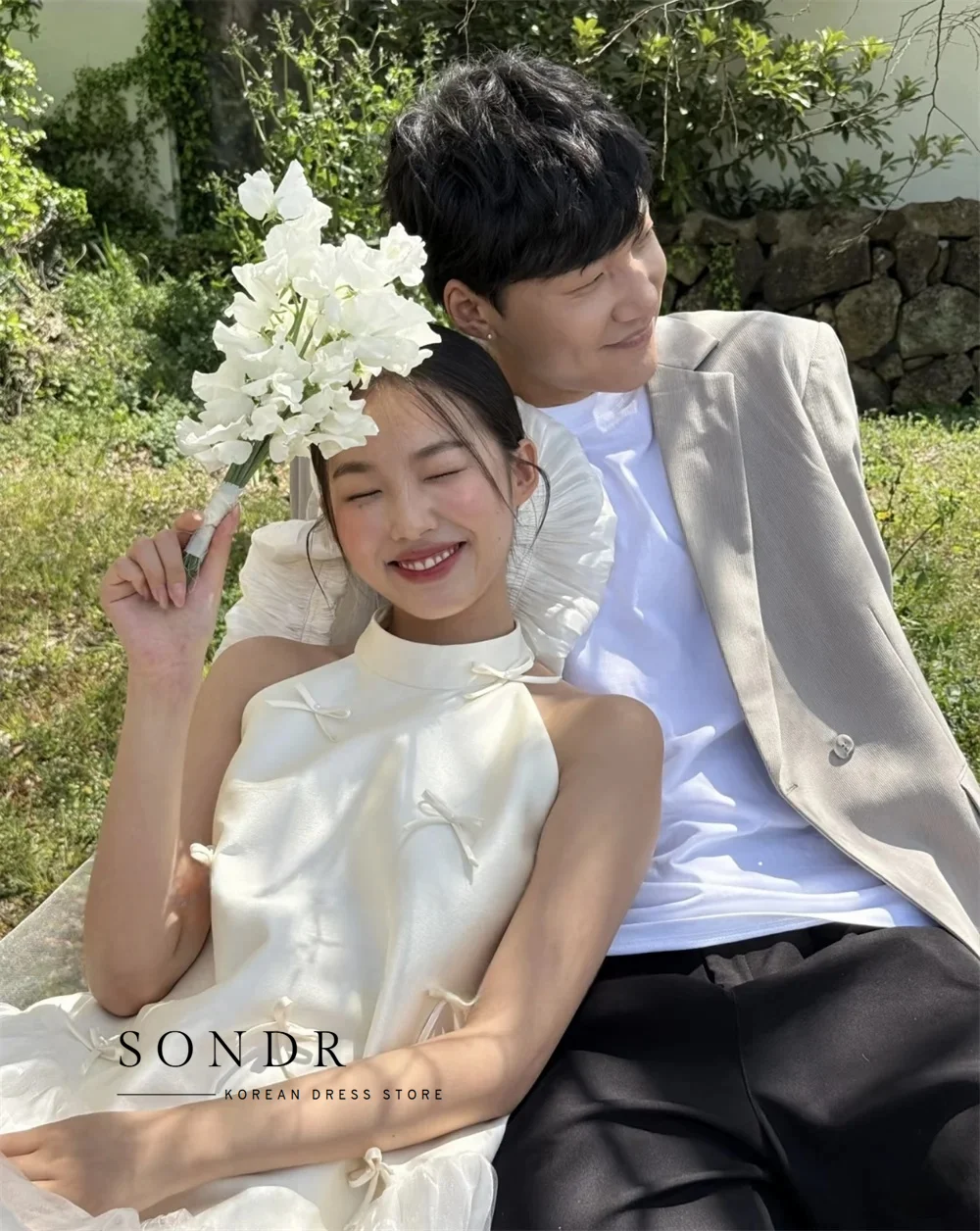 ชุดแต่งงานสั้นแบบเกาหลีผ้าซาตินผูกโบว์น่ารักสั่งตัดได้ สำหรับถ่ายรูป ชุดเจ้าสาวมินิ ชุดงานเลี้ยง ชุดรับรองแขก
