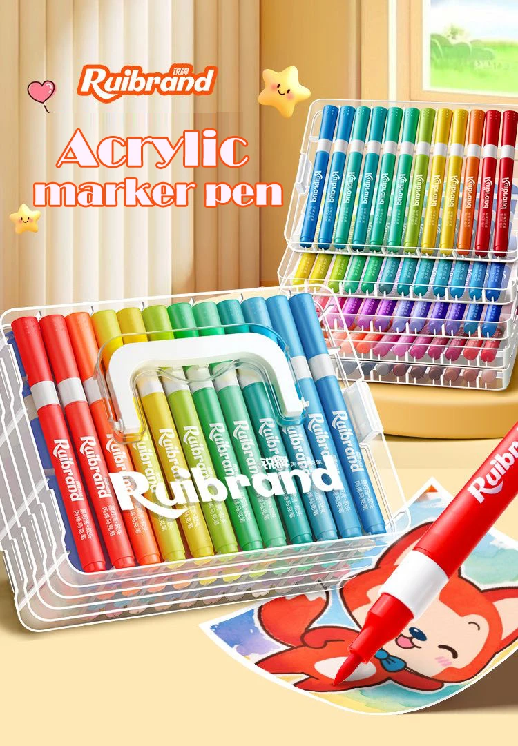 

12/24/36/48/60 color direct liquid soft-tipped acrylicn pensspecifically for art, non-transparent and stackable,school painting
