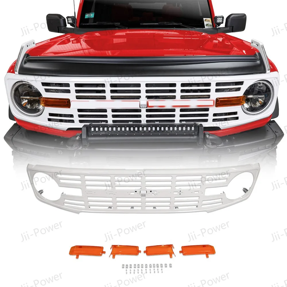 

JiiPower NEW high quality Offroad New Front Grille With Amber Light Raptor Style Front Bumper Grill for Ford Bronco 2021+