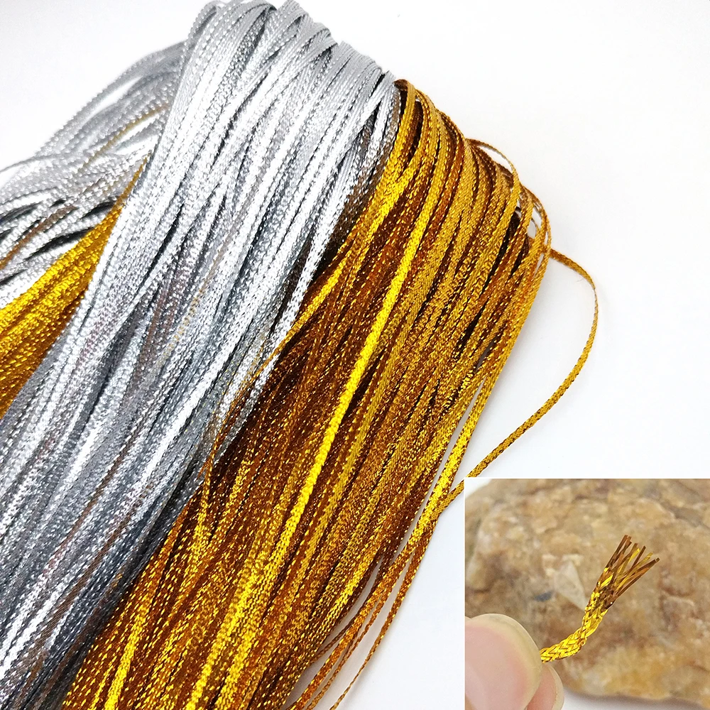 10M 3MM Flat Gold Silver Cord Tag Rope Non-Elastic DIY Gift Baking Gift Label Paper Decorative Cord Tag Rope