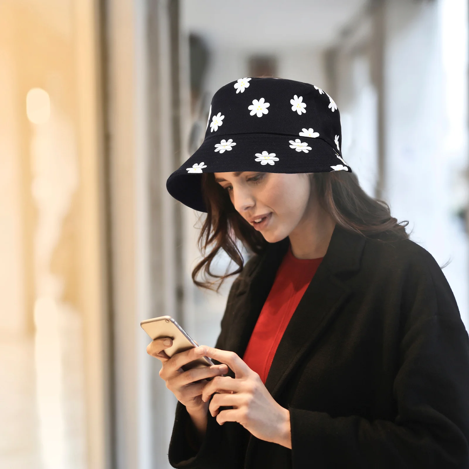 

1Pcs Double Side Anti-Uv Hat Reversible Bucket Hat Flower Printed Soft Comfortable Durable Sun Protection for Women Men