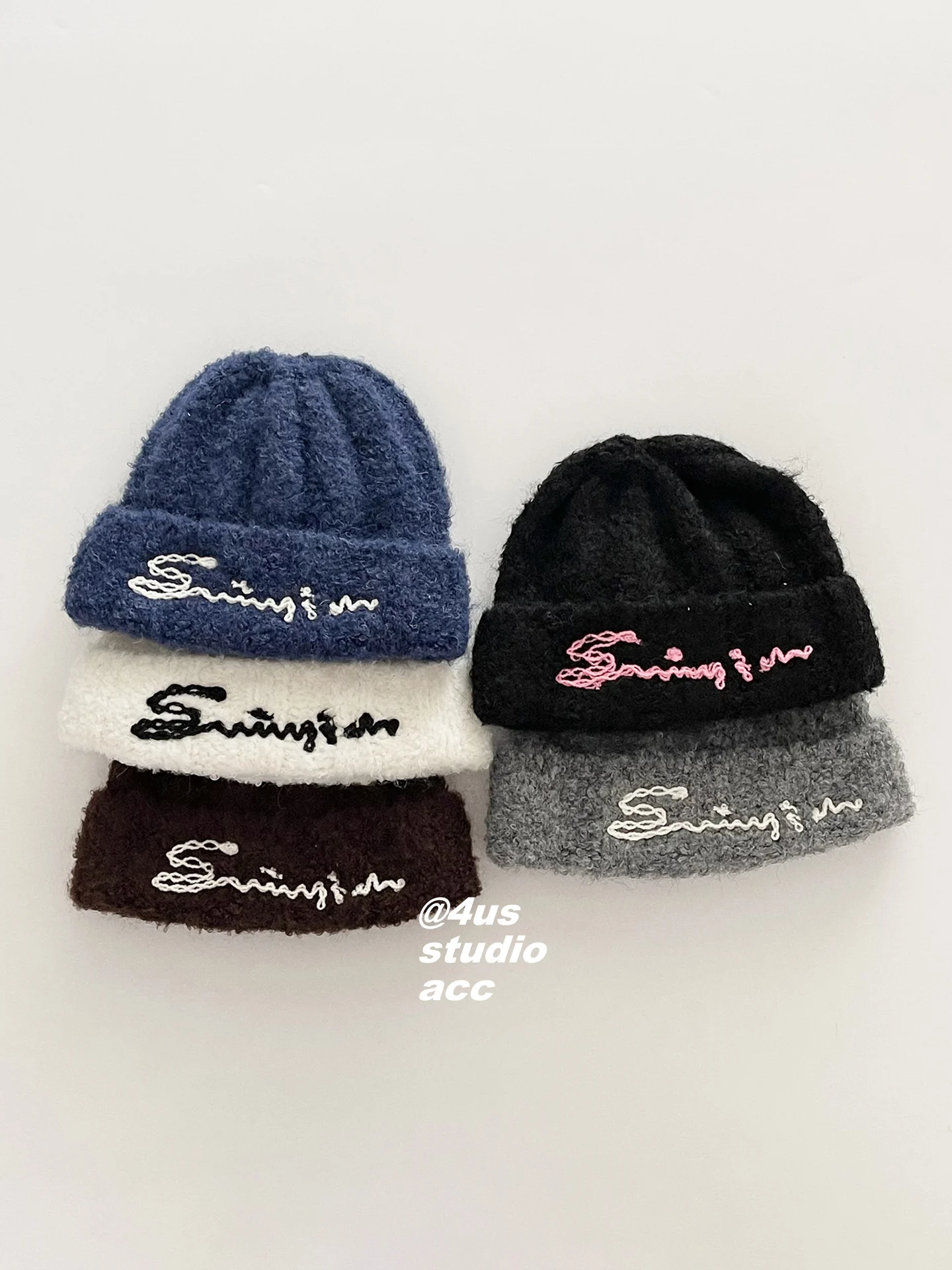 

Knitted Hat Autumn Winter Warm Ear Protection Wool Blend Yarn Hat Face Slimming Cold Hat