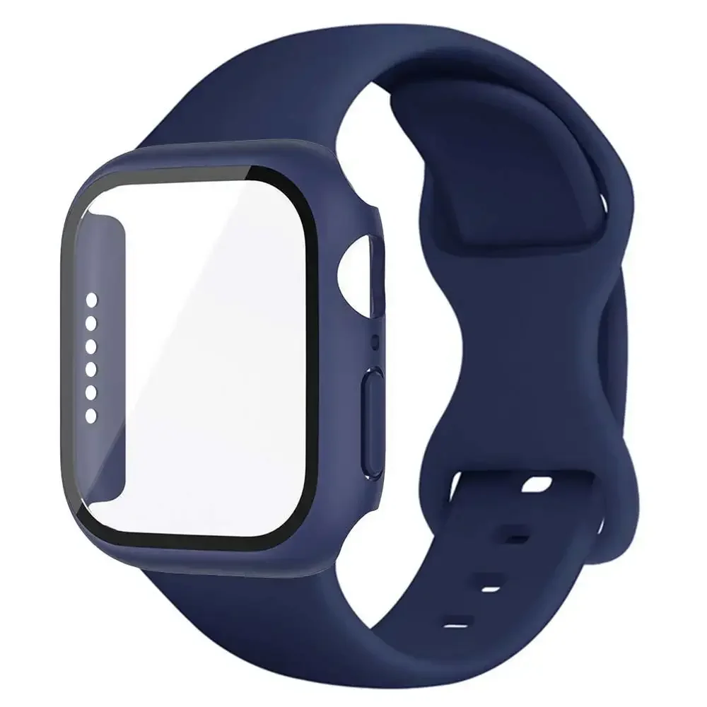 Couvercle de protection d'écran pour Apple Watch, verre, étui, bracelet, 45mm, 44mm, 41mm, 40mm, 38mm, 42mm, iWatch Series 9, 8, 7, 6, SE, 5, 4