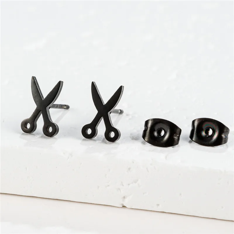 Fashion Creative Scissors Ear Studs for Women Personality Jewelry Small Barber Tools Stainless Steel Earrings Funny Gifts