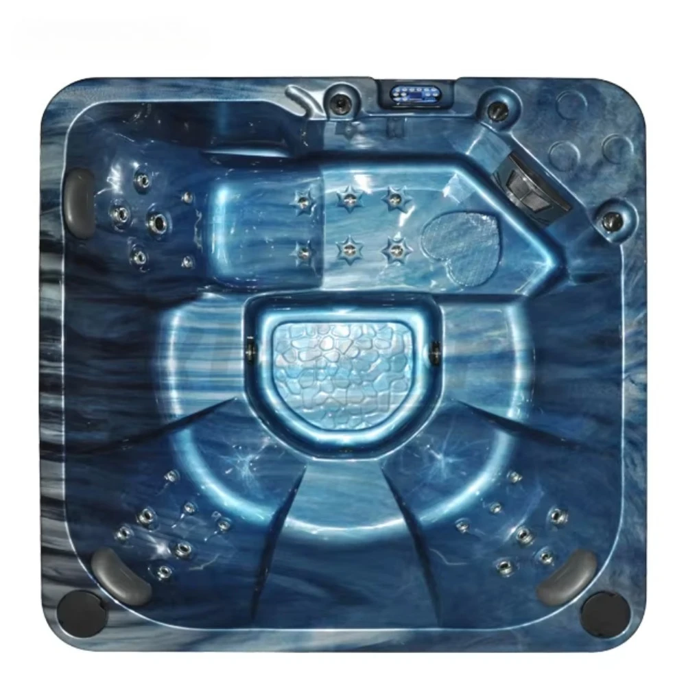 Acrylic Full-Body Hydro-Massage  & Recliner Square Spa Pool Hot Tub for Outdoor Balboa Control System 6-Person Capacity