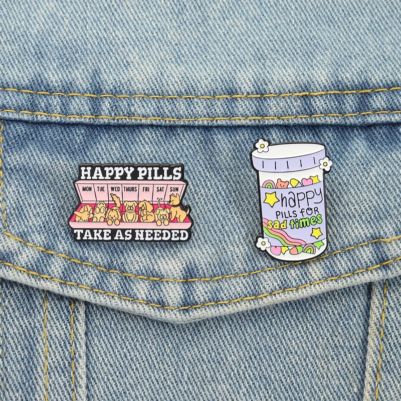 Mood Booster Pin Cute Emotion Style Take As Needed Happy Medicine Quote For Emotional Wellness Lovers Backpack Gift