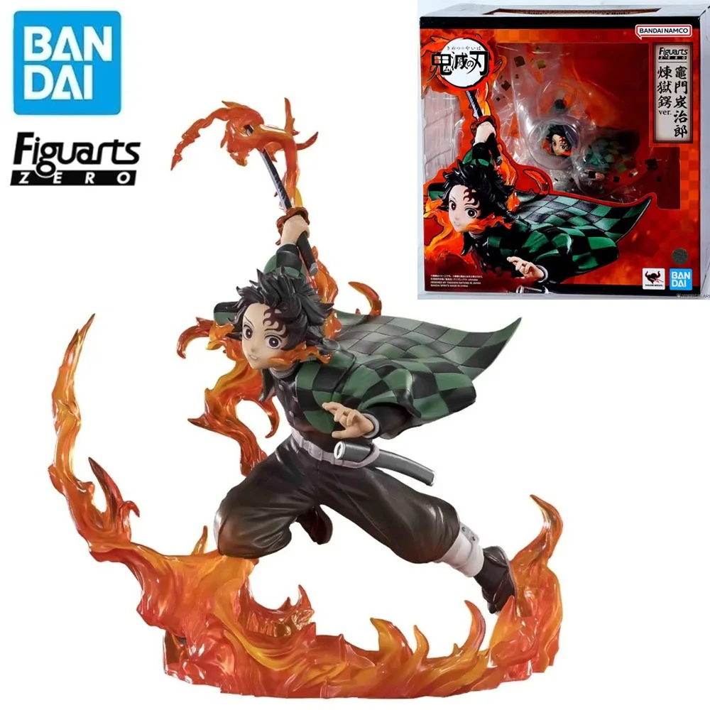 Original BANDAI Figuarts ZERO Demon Slayer Tanjiro Kamado (Rengoku Tsuba ver.) Excellent 19.5cm Anime Figure Model Gifts Toys