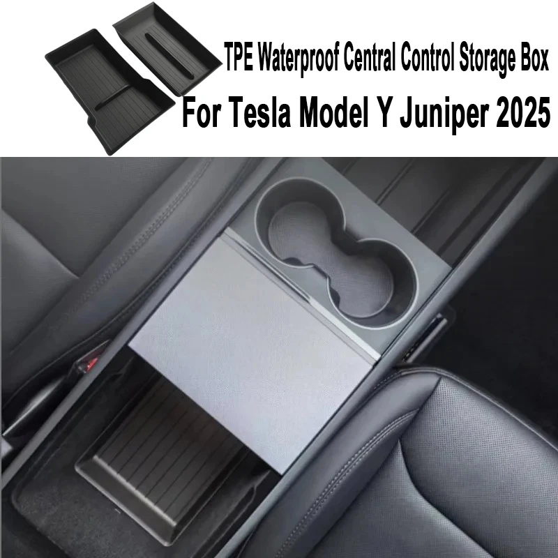 

Для Tesla Model Y Juniper 2025 TPE водонепроницаемый ящик для хранения с центральным управлением, подлокотник под укладкой, уборка, автомобильные аксессуары
